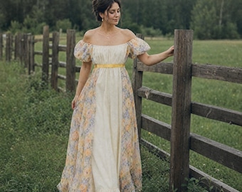 regency chiffon dress White Regency Empire Dress in Chiffon