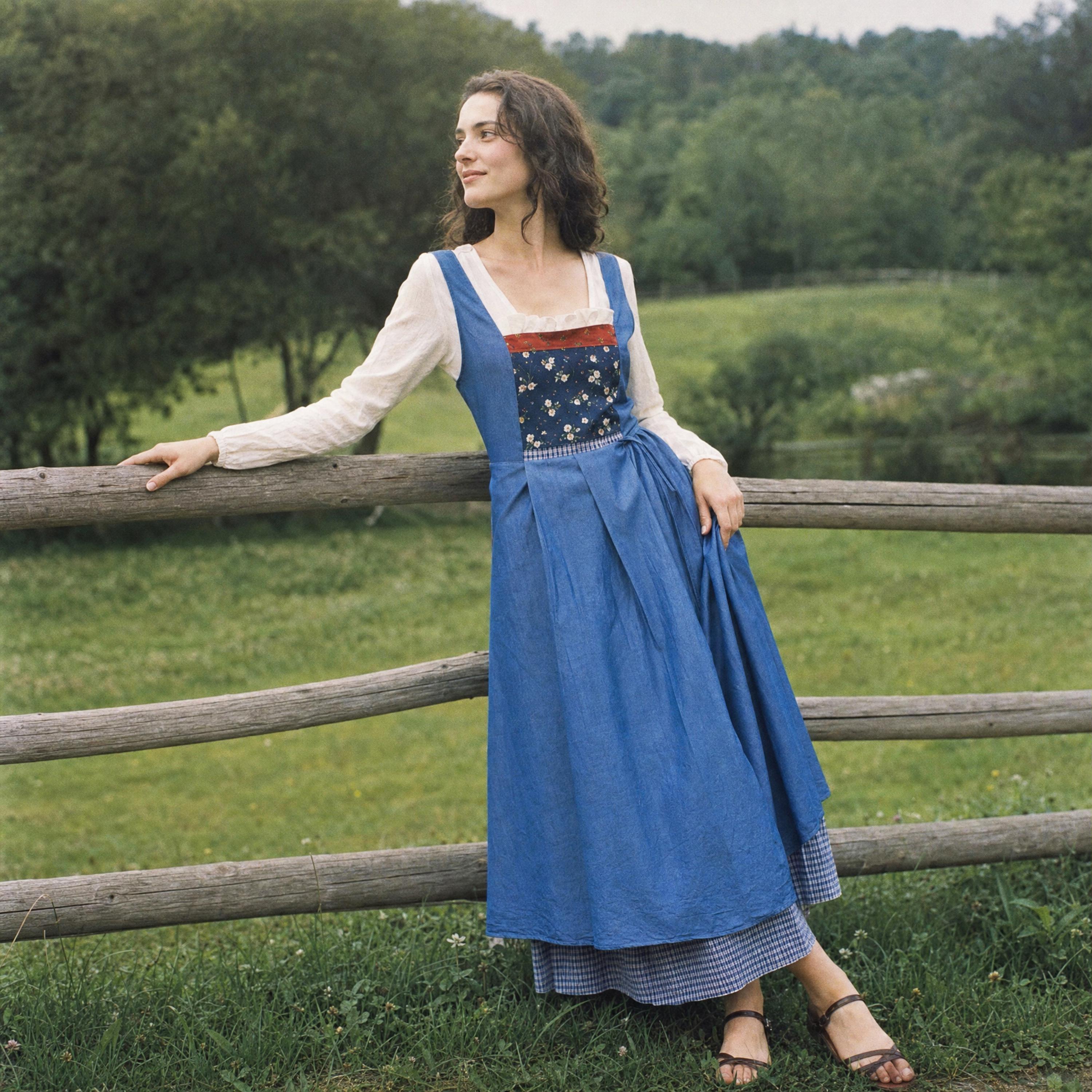 blue and white pinafore dress Vintage Midnight Blue Cottagecore Pinafore Dress Blue Denim(Pre-Sale 10-14days) / L