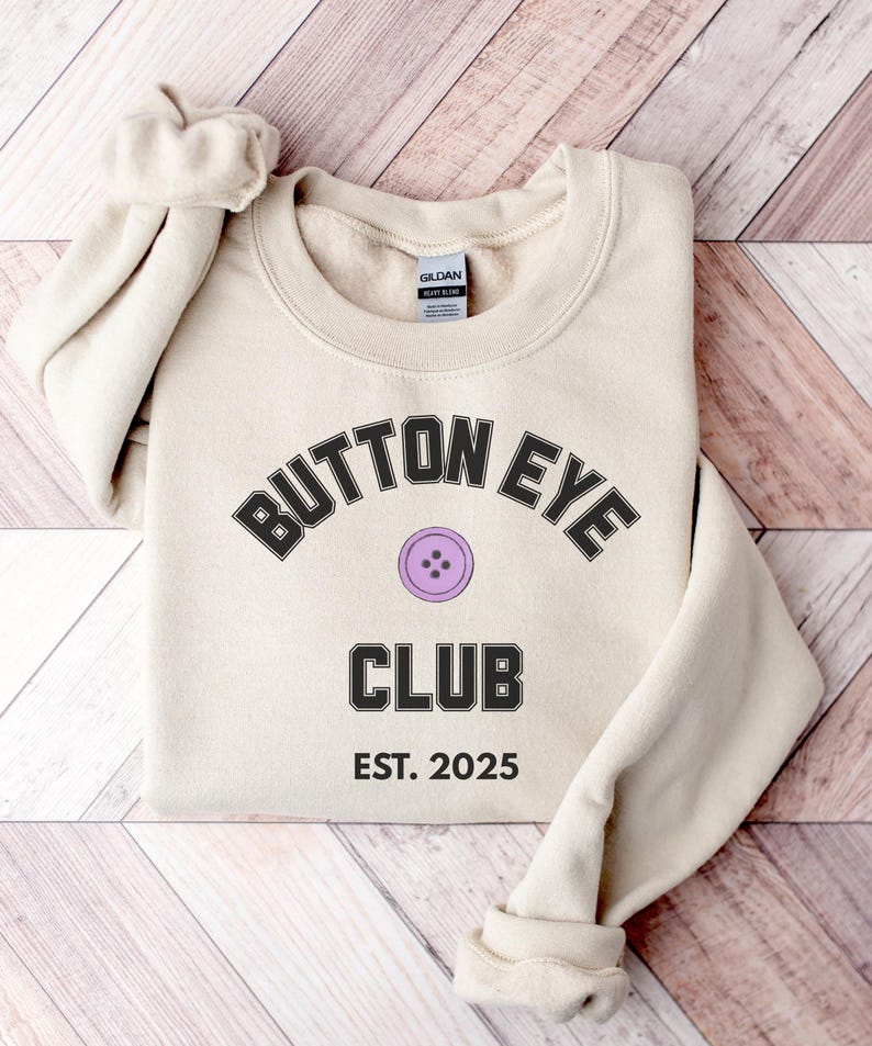 Button Eye Club Sweater – Creepy Cute Graphic Sweatshirt – Dark Whimsical Aesthetic Top – Gothic Coraline Inspired Sweater, image 1