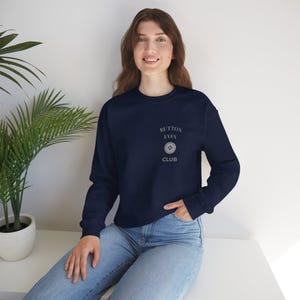 Button Eyes Club Sweater – Creepy Cute Graphic Sweatshirt – Dark Whimsical Aesthetic Top – Gothic Coraline Inspired Sweater, image 2