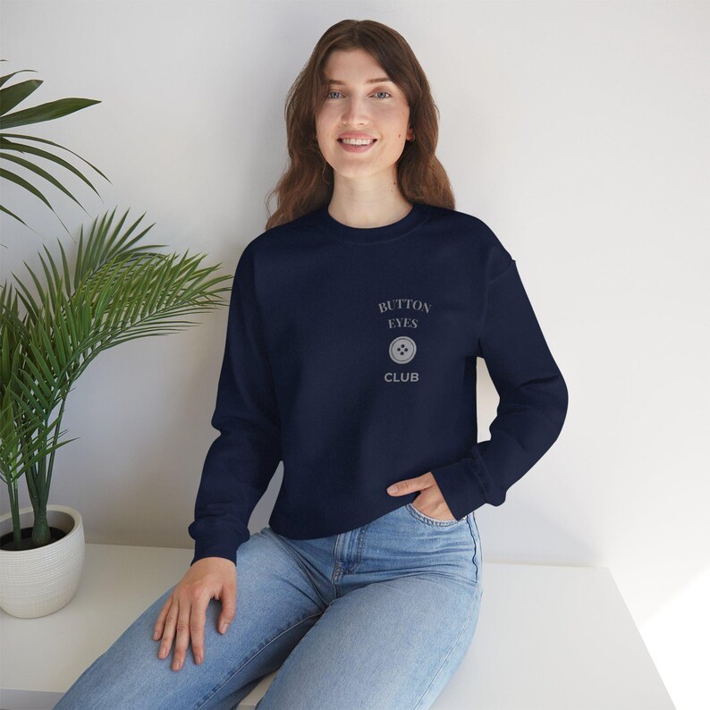 Button Eyes Club Sweater – Creepy Cute Graphic Sweatshirt – Dark Whimsical Aesthetic Top – Gothic Coraline Inspired Sweater, image 2