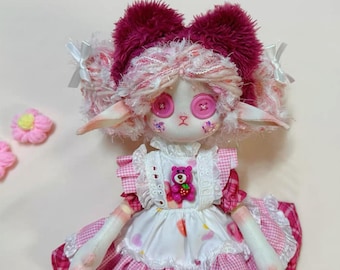 Boneca Waldorf feita à mão – Boneca artística de tecido de algodão orgânico com olhos de botão – 30 cm - Presente para bebê