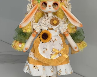 Bonecas artesanais personalizadas com olhos de botão, estilo Waldorf, bonecas artísticas de raposa-do-deserto, presentes de Páscoa.