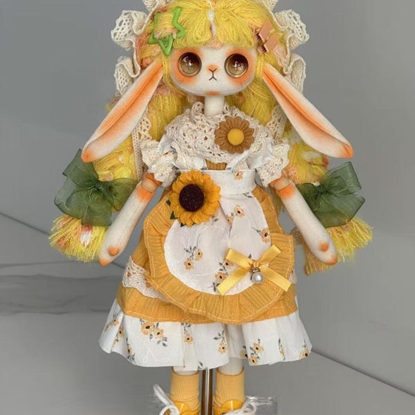 Handgemaakte custom button-eye-poppen, Waldorf-stijl, Fennek Fox Art-poppen, paascadeaus