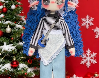 Boneca de pelúcia personalizada com olhos de botão, brinquedo de arte colecionável, corpo de algodão de 30 cm.