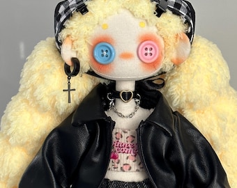 Boneca Waldorf personalizada – Boneca de pano feita à mão com olhos de botão e acessórios (30 cm)