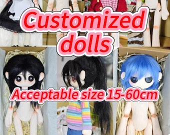 Enrolamento de fios, pano personalizado, olhos de botão, bonecas ídolo, personalização de fotos (15-60 cm)