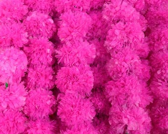 100 Pcs Artificial Marigold Flower Garland – Indian Festival & Wedding Decoration