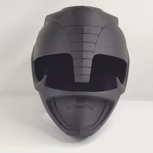 High‑Gloss Black Hero Helmet Prop | Handmade Resin Face Shell with Tinted Visor