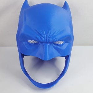 Bold Dark Hero Cowl Bodysuit | Metallic Blue Cosplay Helmet & Suit | Rebirth‑Inspired Variant