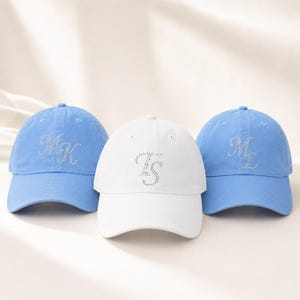Custom Initial Hat for Bridesmaids,Personalized Rhinestone Initial Baseball Cap,Bride Squad Gift,Bachelorette Party Hat, Wedding Party Cap