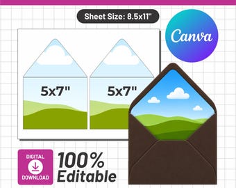 5x7 Envelope Liner Template | A7 Envelope Liner Canva Template | Editable Printable Envelope Insert | Square Flap DIY Wedding Invite