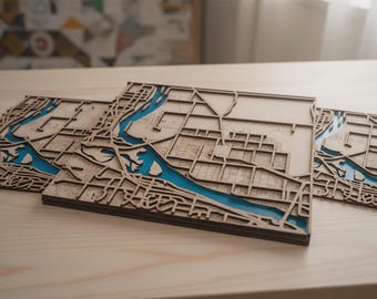 Mapa mural personalizado en 3D con capas para ciudades