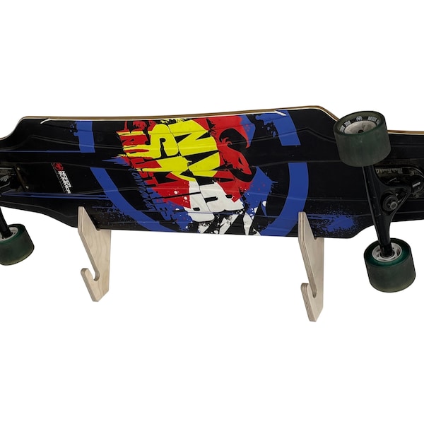 Longboard Skateboard Wall Rack - Holds 4 Boards With Accessory Hooks