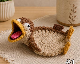 Crochet Bird Mug Coaster Set, Cute Amigurumi Duck Swan Chicken Cup Coaster, Handmade Mug Rug Drink Mat, Kitchen Desk Decor Gift