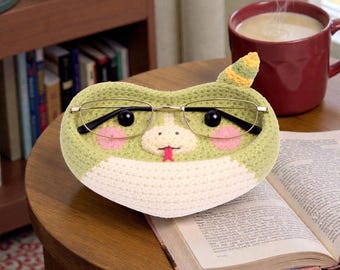 Estuche para gafas de crochet hecho a mano con forma de corazón, diseño de perro, gato, unicornio y búho, suave y protector, ideal como regalo.