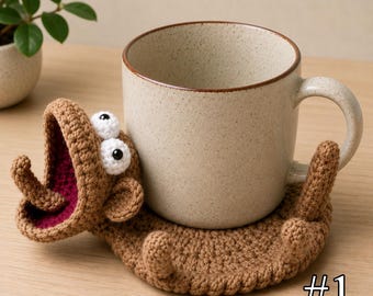 Crochet Animal Mug Coaster Set, Cute Handmade Amigurumi Cup Coasters, Mug Rug Drink Coaster, Kitchen Desk Decor Gift for Animal Lovers
