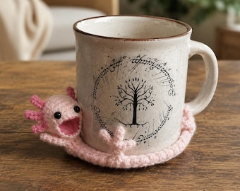 Funny Animal Crochet Coaster, Opossum Raccoon Pigeon Axolotl Mug Rug, Handmade Kawaii Coaster, Cute Weird Desk Decor, Unique Gift Idea