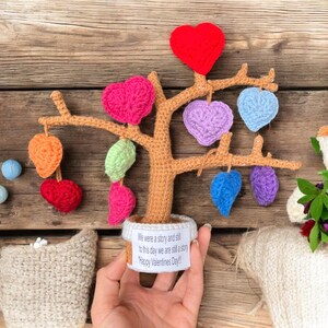 Personalized Handmade Crochet Heart Tree with Quote Sign, Minimal Emotional Decor, Valentine Gift for Her, Desk Shelf Decor Art image 13