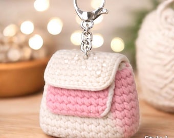 Chaveiro de crochê para mochila, mini chaveiro artesanal para mochila, pingente fofo de lã para bolsa, pingente de tricô para mochila, crochê estético, acessórios de viagem