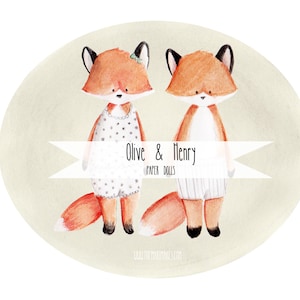 PRINTABLE Paper Dolls, Olive and Henry Fox image 1