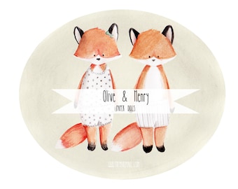 PRINTABLE Paper Dolls, Olive and Henry Fox