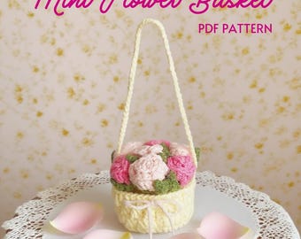 Adorable Mini Flower Basket Crochet Pattern for Car Decor,Hanging basket crochet,Flower Crochet pattern