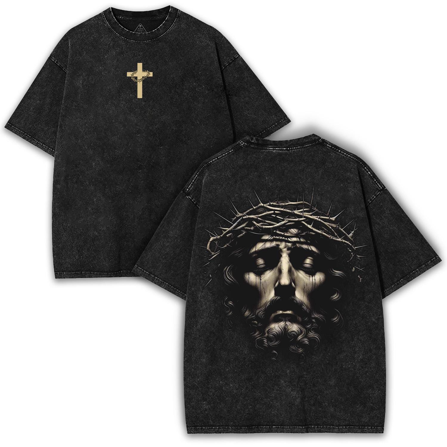 Jesus Crown of Thorns Washed T-shirt – Vintage Christian Faithcore