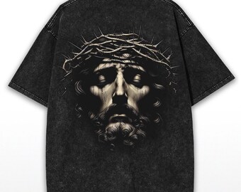 Jesus Crown of Thorns Washed T-shirt – Vintage Christian Faithcore