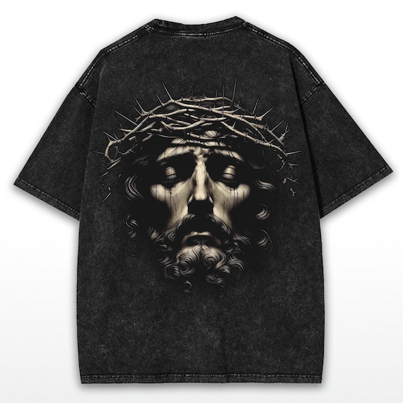 Jesus Crown of Thorns Washed T-shirt – Vintage Christian Faithcore