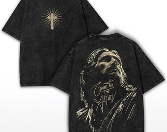 Jesus Christ Cross Washed Shirt: Death to Life Vintage Faithcore