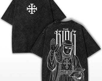 Vintage Washed Baldwin IV T-Shirt: Jerusalem Cross Medieval Streetwear