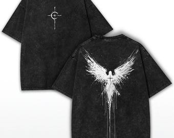 Oversized Gothic Angel Wings T-Shirt: Washed Heavy Cotton, Vintage Streetwear
