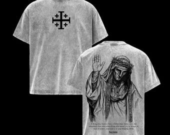 Baldwin IV Leper King Crusader Tee | Jerusalem Cross Vintage Washed Shirt