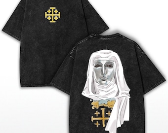 Crusader King Baldwin IV Oversized T-Shirt: Gothic Knightcore Washed Cotton