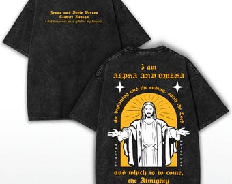 Jesus Alpha Omega Oversized Tee – Vintage Washed Christian Streetwear