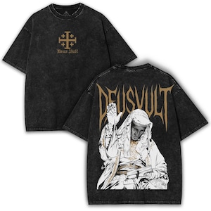 Deus Vult T-Shirt: Vintage Crusader Graphic Tee, Oversized Fit