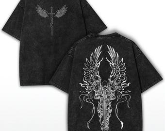 Angel Warrior Sword Oversized Tee: Vintage Gothic Faithcore Shirt