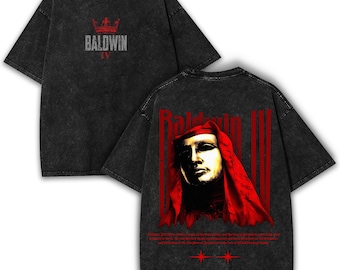 Baldwin IV Washed Black Oversized Tee, Faithcore Christian Gothic Shirt