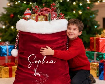 Personalized Santa Sack, Large Christmas Gift Bag, Holiday Decor