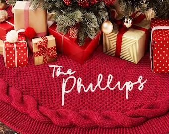 Custom Family Christmas Tree Skirt - Personalized Name Embroidery - Handmade Holiday Decor
