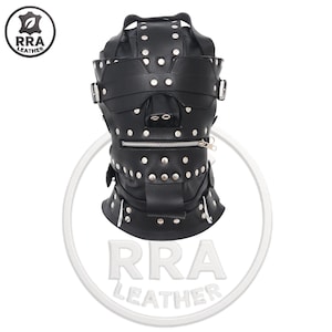 Men Real Leather Mask, Leather Full Face Hood Costume, Handmade Real Leather Full Face Mask, Quality Leather Hood, Slave Hood