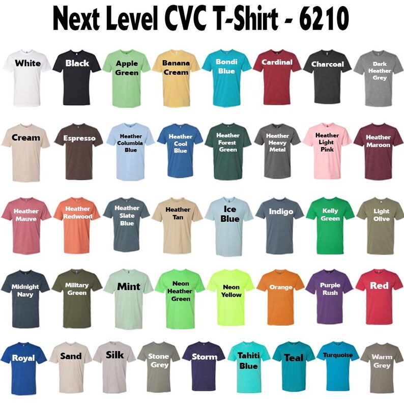 Next Level Cvc Color Chart Unisex CVC T-shirt - Next Level 6210 Blank Bulk Tee - Etsy