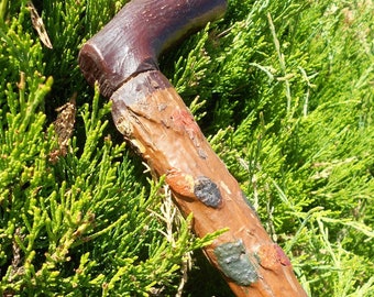 Walking Stick/Cane 1800s Folk Art Steampunk Hand Made Whimsical Painted OOAK Rustic "Derby Style" Antique Primitive Collectible