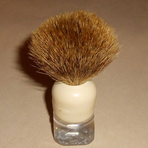 Shaving Brush Art Deco Lucite Badger Hair Antique Barber Tool Art Deco Lucite Accented Natural Hair Grooming Accessoty