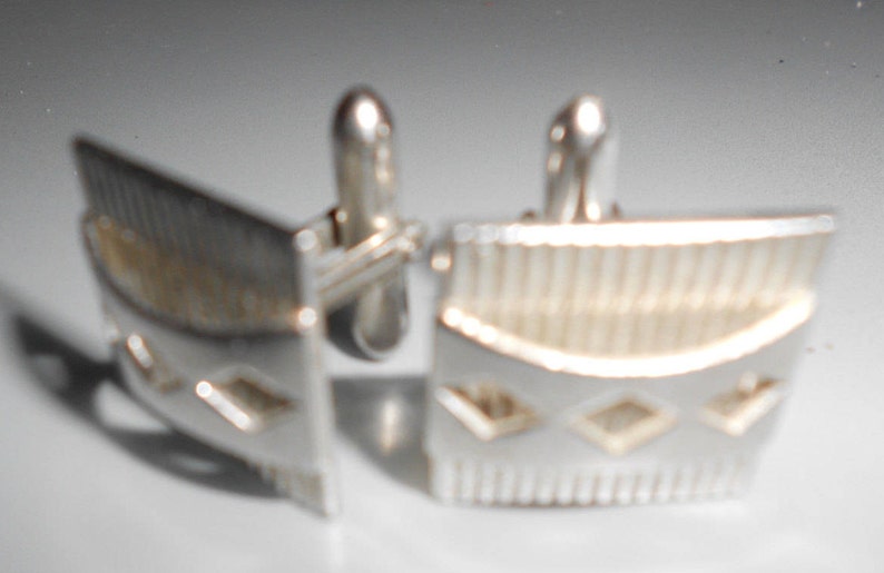 Atomic Cuff Links Art Deco Mad Men Style Swank Vintage Mid Century Chromed Eames Era Classics