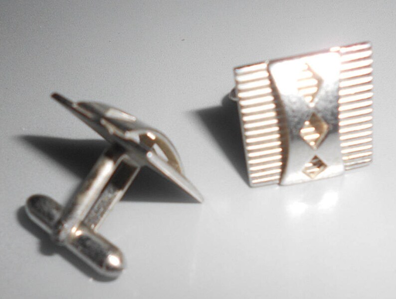 Atomic Cuff Links Art Deco Mad Men Style Swank Vintage Mid Century Chromed Eames Era Classics
