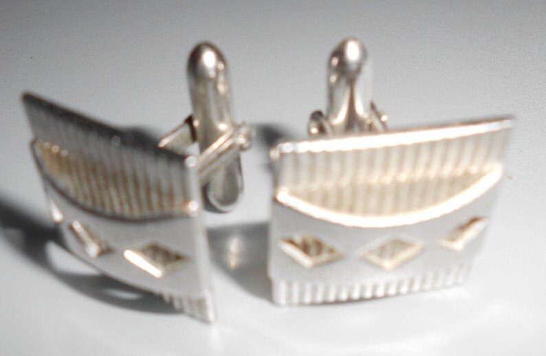 Atomic Cuff Links Art Deco Mad Men Style Swank Vintage Mid Century Chromed Eames Era Classics