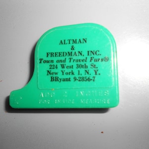 Celluloid Advertising Tape Measure Aqua 1940s (Bakelite) Collectible Kitsch Trade Stimulator