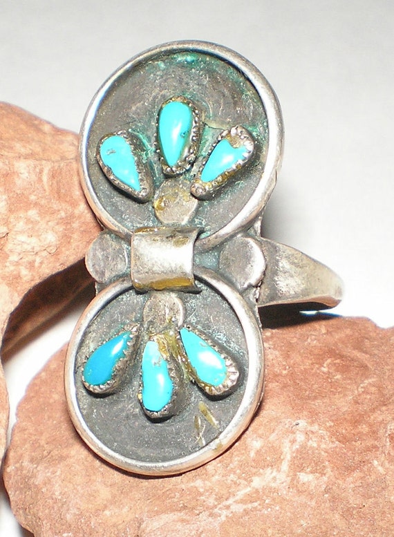 Bisbee Turquoise Ring "Hen's Tooth" Locked Rings … - image 5